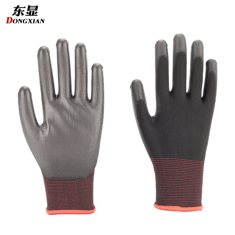 Gants en polyester de calibre 13 avec paume enduite de PU