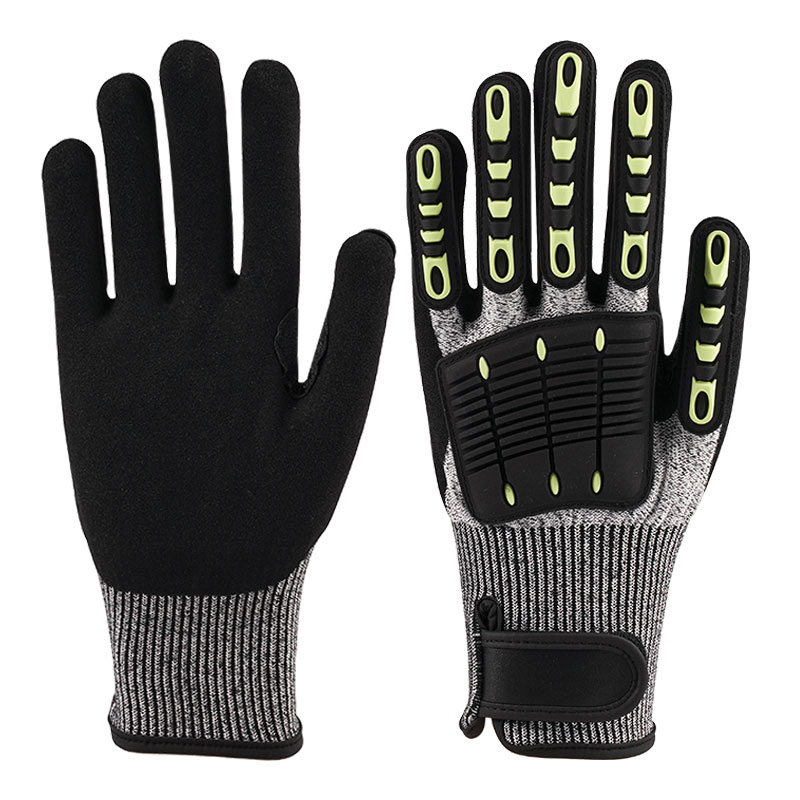 Gants anti-vibrations en frêne de chanvre calibre 13 A5 + Nitrile Sandy + Boucle