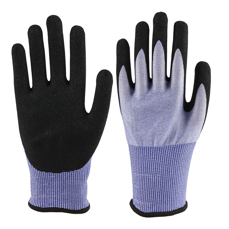 Gants en nitrile de calibre 18 A5 anti-coupure + adhésif givré en nitrile par immersion