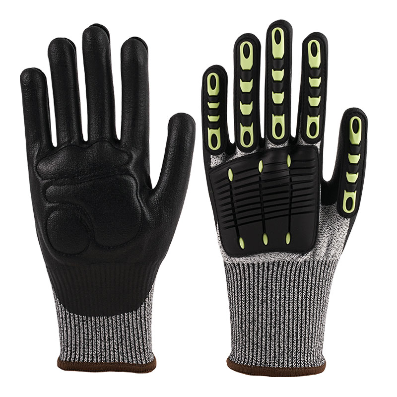 Gants de sport TPR en chanvre et frêne de calibre 13 A5 + adhésif brillant imprégné de nitrile + paume en coton cousue à l'extérieur