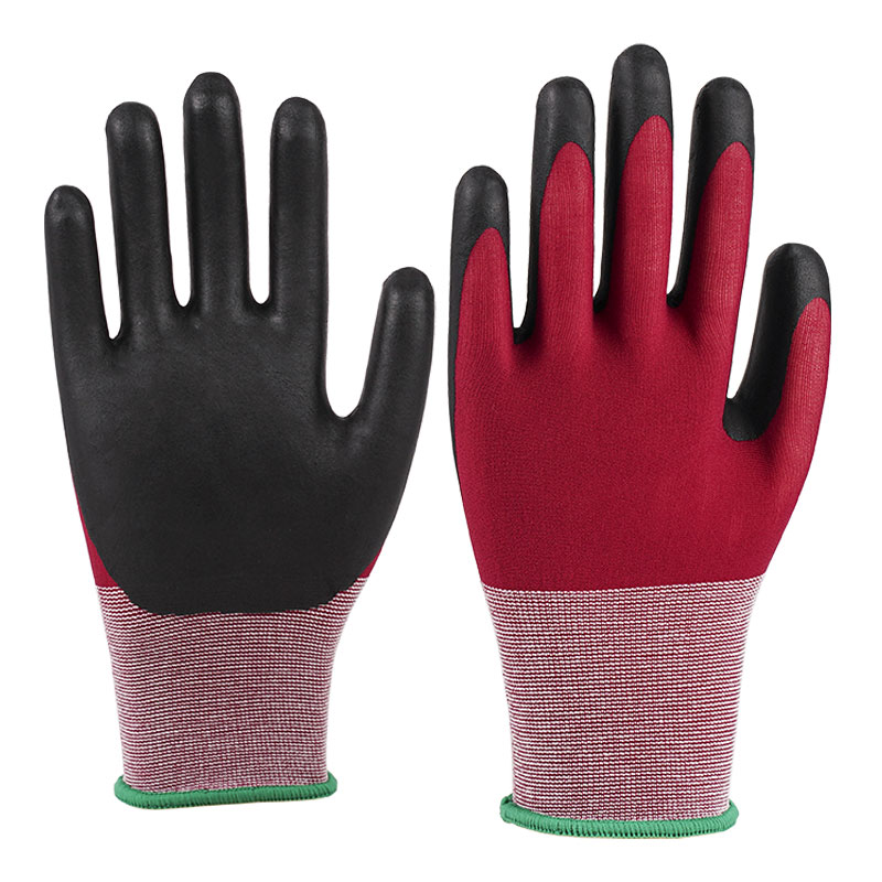 Gants en nylon de calibre 21 moussants ultra fins rouge vin