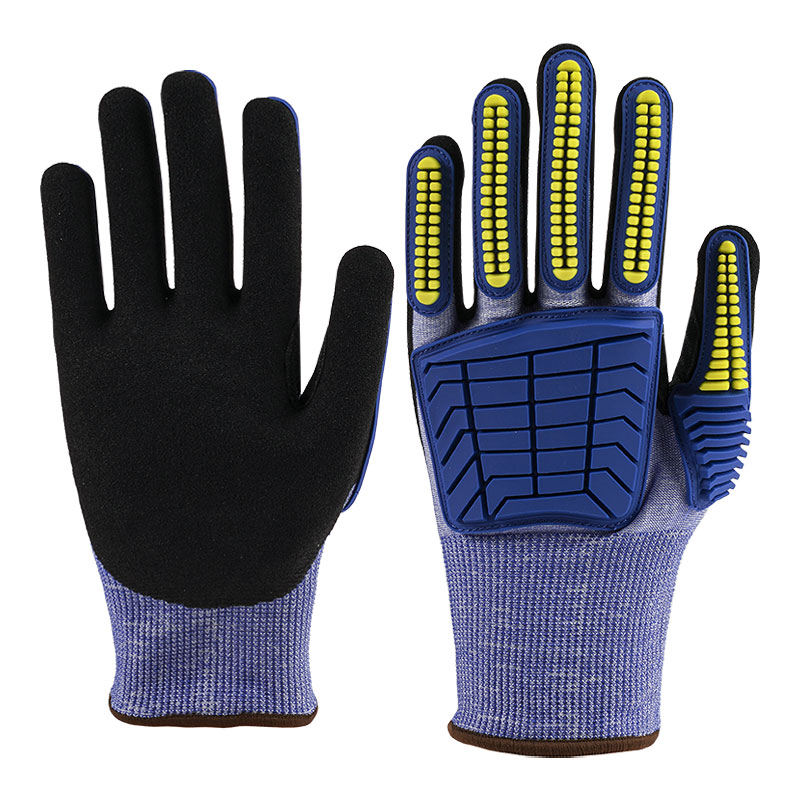 Gants résistants à l'usure anti-vibration HPPE de calibre 18