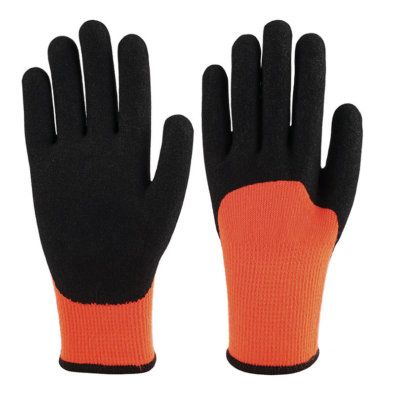 Gants en Terry Nitrile de calibre 10, trempés 3/4, orange mat, rouge